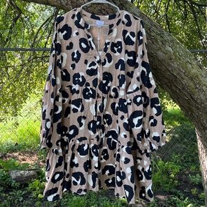 SHIPS FREE NWT Mudpie Dress L ruffle leopard dress